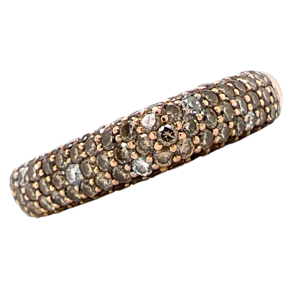 Modern White & Champagne Pavé Diamond 18 Karat Rose Gold Band Ring