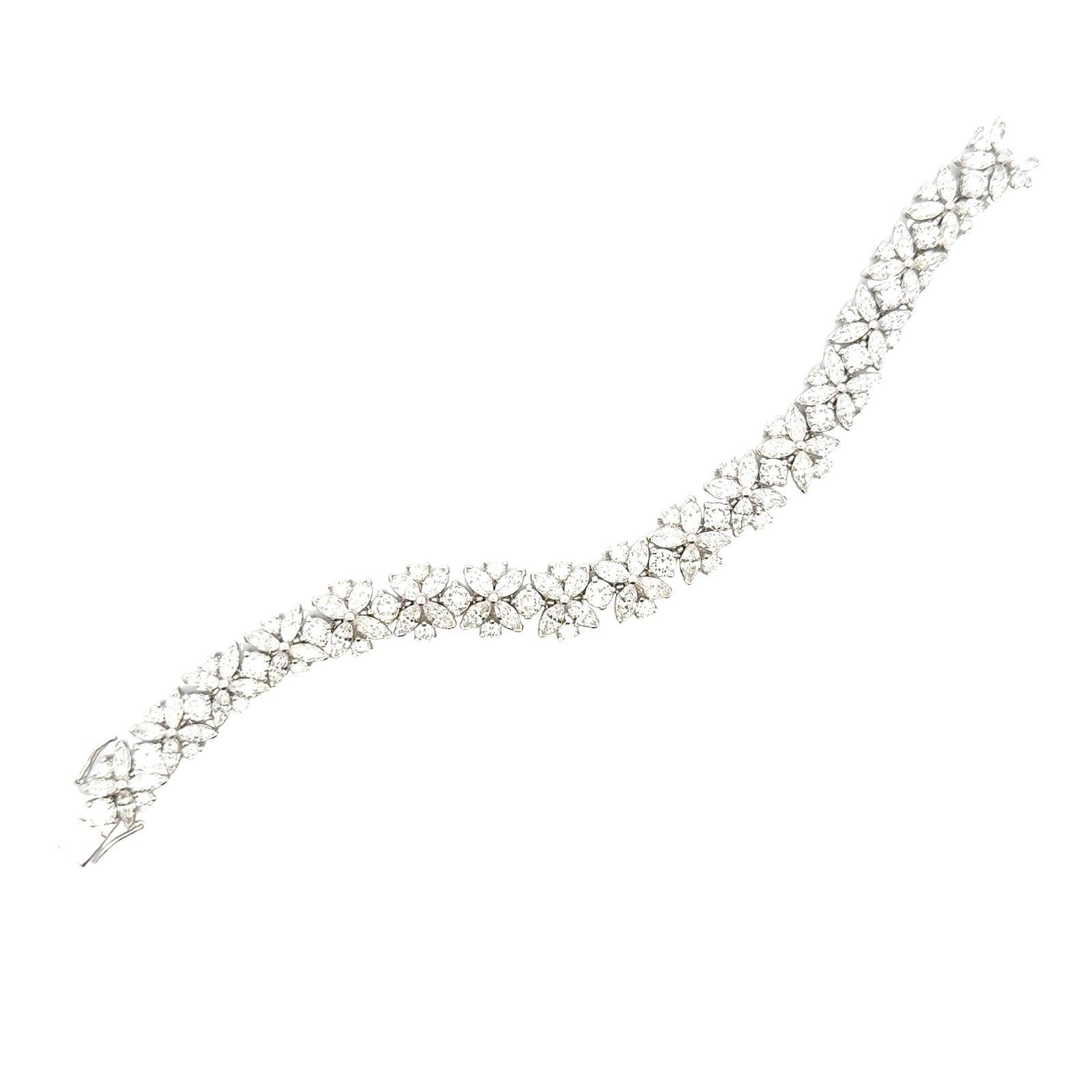 20 CTW Round Brilliant & Marquise Diamond Platinum Estate Bracelet