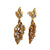 Diamond Textured Leaf 14 Karat Yellow Gold Dangle Earrings