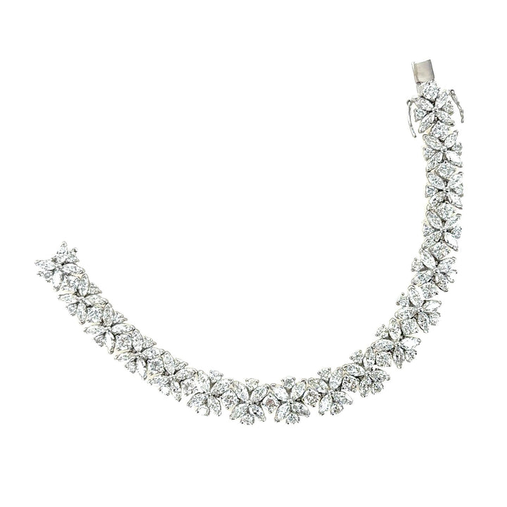 20 CTW Round Brilliant & Marquise Diamond Platinum Estate Bracelet