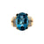 14.5 Carat Oval Blue Topaz Diamond 14 Karat Yellow Gold Vintage Cocktail Ring