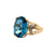 14.5 Carat Oval Blue Topaz Diamond 14 Karat Yellow Gold Vintage Cocktail Ring