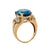 14.5 Carat Oval Blue Topaz Diamond 14 Karat Yellow Gold Vintage Cocktail Ring