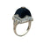 Art Deco Filigree Onyx Diamond Dome 14 Karat White Gold Ring