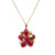 1960's Cabochon Ruby 14 Karat Yellow Gold Floral Pendant Necklace