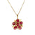 1960's Cabochon Ruby 14 Karat Yellow Gold Floral Pendant Necklace