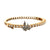 Pearl 14 Karat Yellow Gold Hinged Bangle With Diamond Butterfly Accent