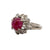 Cabochon Ruby Diamond 14 Karat White Gold Vintage Ring