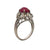 Cabochon Ruby Diamond 14 Karat White Gold Vintage Ring