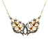 Diamond Opal Butterfly Pendant Necklace 14 Karat Yellow Gold