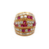 Diamond Ruby Six Row 18 Karat Yellow Gold Wide Band Ring