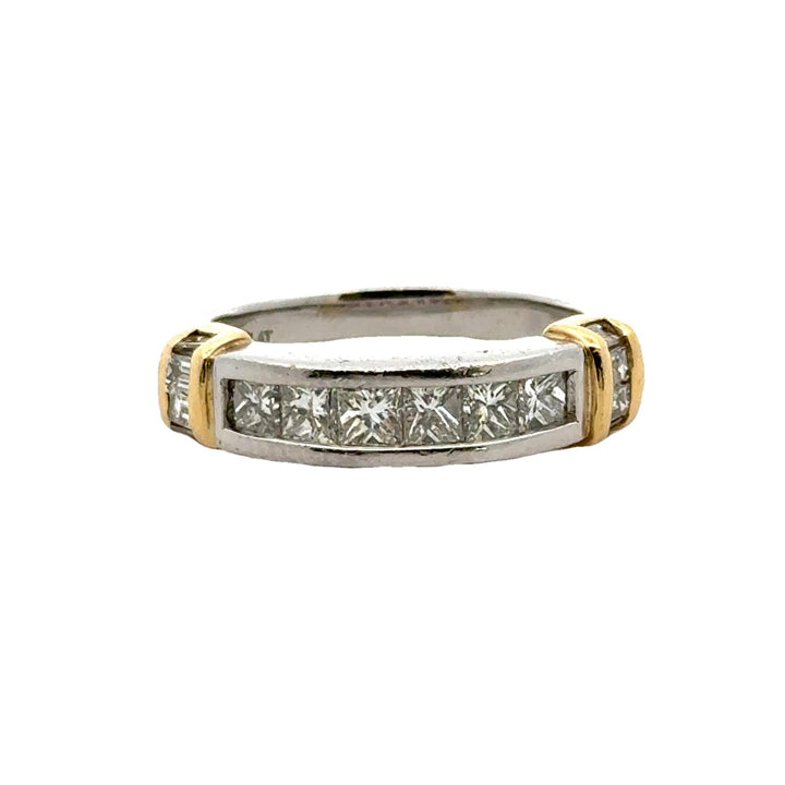 Gents Diamond Platinum 18 Karat Yellow Gold Wedding Band Ring