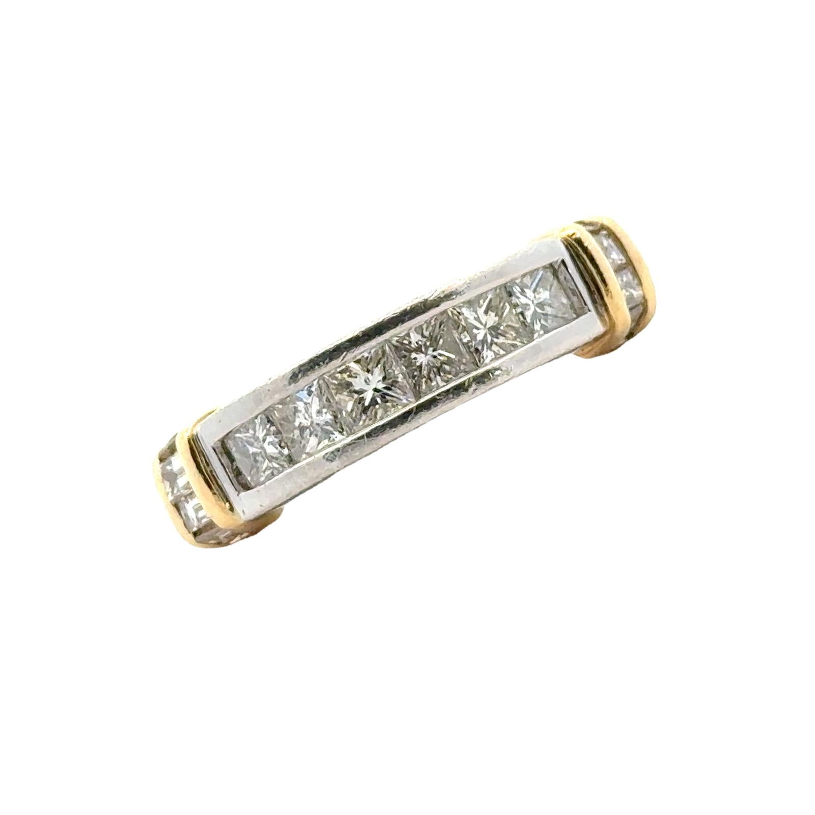 Gents Diamond Platinum 18 Karat Yellow Gold Wedding Band Ring