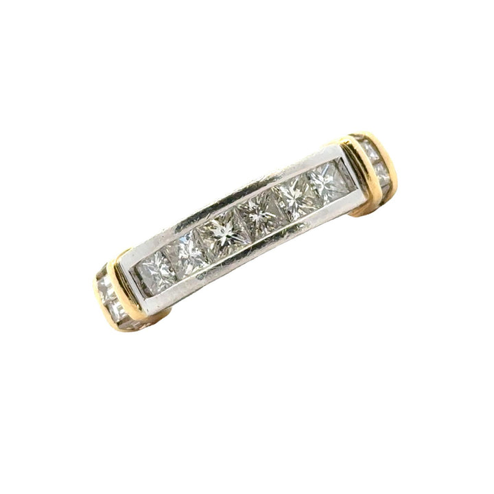 Gents Diamond Platinum 18 Karat Yellow Gold Wedding Band Ring