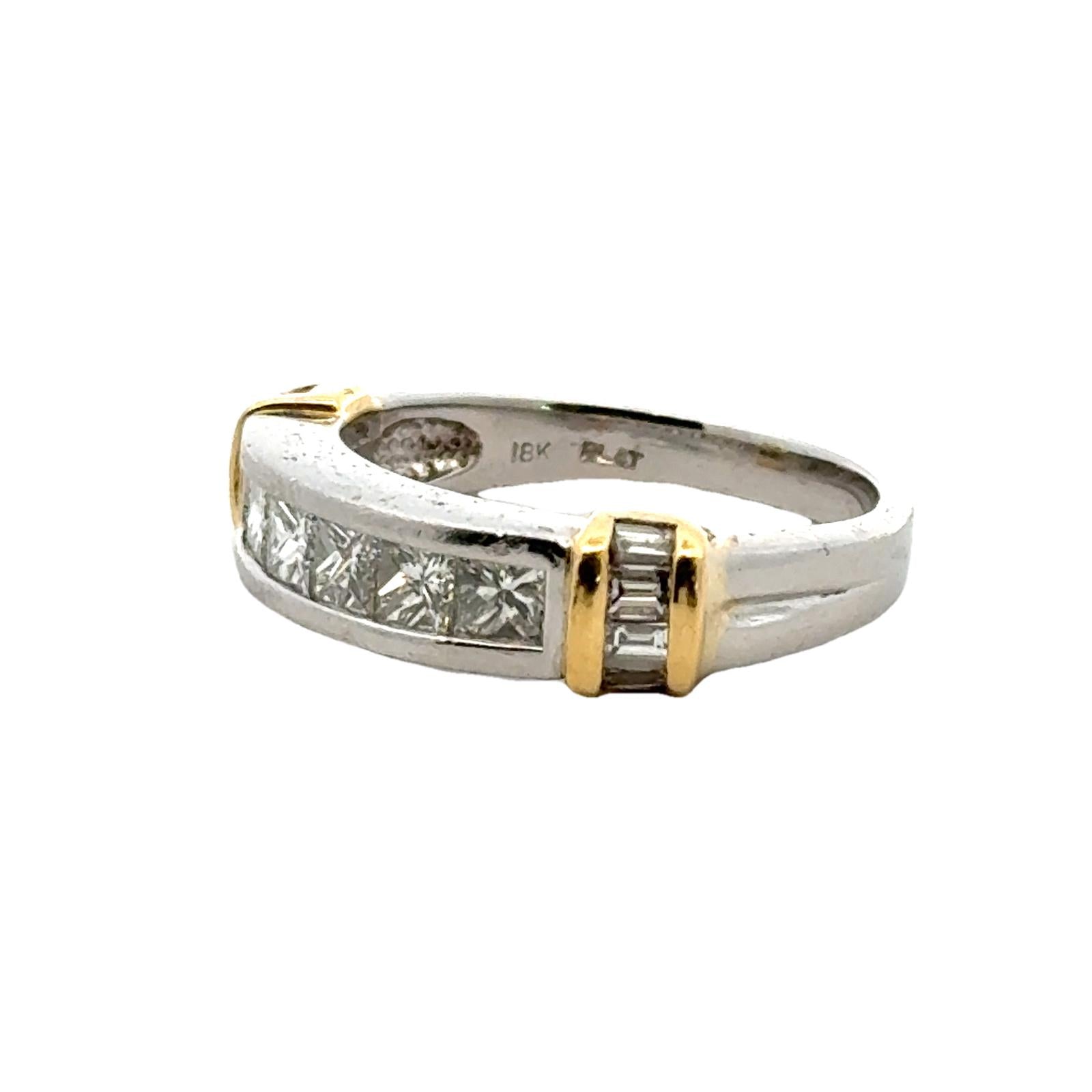 Gents Diamond Platinum 18 Karat Yellow Gold Wedding Band Ring