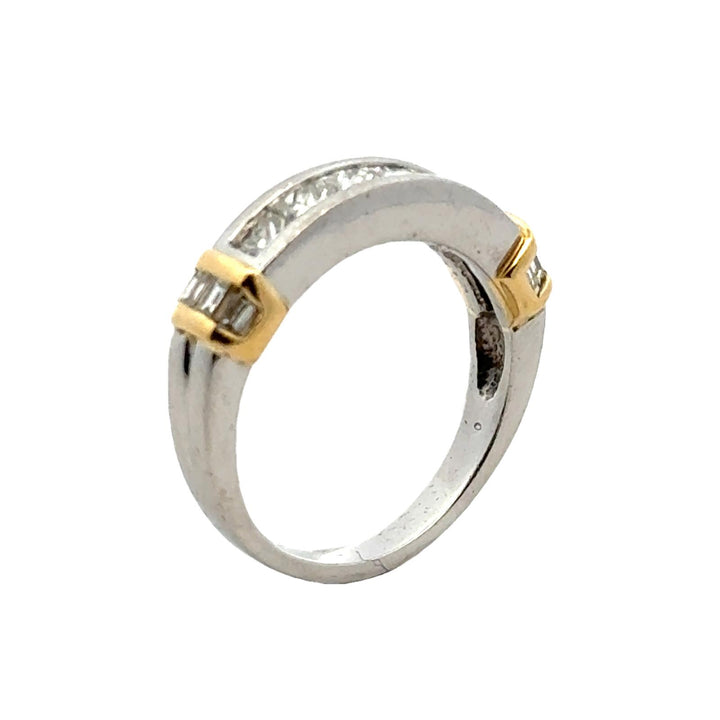 Gents Diamond Platinum 18 Karat Yellow Gold Wedding Band Ring