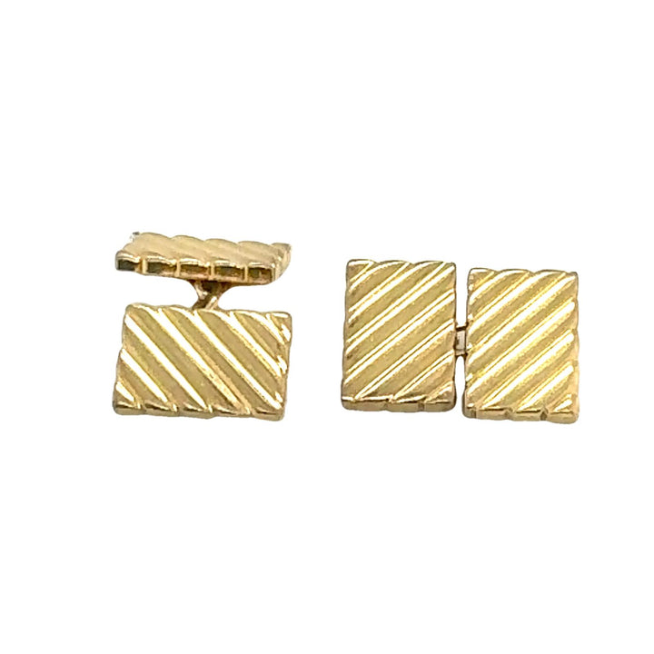 1950's Cartier Ribbed 14 Karat Yellow Gold Vintage Cufflinks