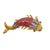 Diamond Ruby Emerald 18 Karat Yellow Gold Oriental Dragon Fish Vintage Brooch