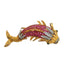 Diamond Ruby Emerald 18 Karat Yellow Gold Oriental Dragon Fish Vintage Brooch