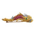 Diamond Ruby Emerald 18 Karat Yellow Gold Oriental Dragon Fish Vintage Brooch