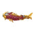 Diamond Ruby Emerald 18 Karat Yellow Gold Oriental Dragon Fish Vintage Brooch