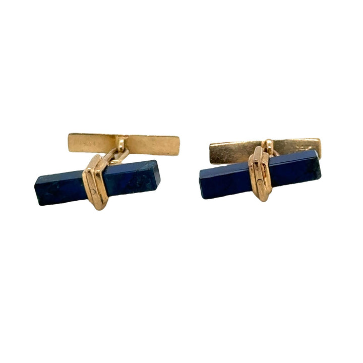 Lapis Lazuli 14 Karat Yellow Gold Vintage Cufflinks