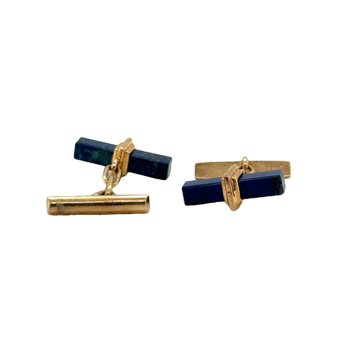 Lapis Lazuli 14 Karat Yellow Gold Vintage Cufflinks