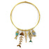 18K Yellow Gold Textured Collar Necklace Fish Charms Pendants Elana Hadjidakis