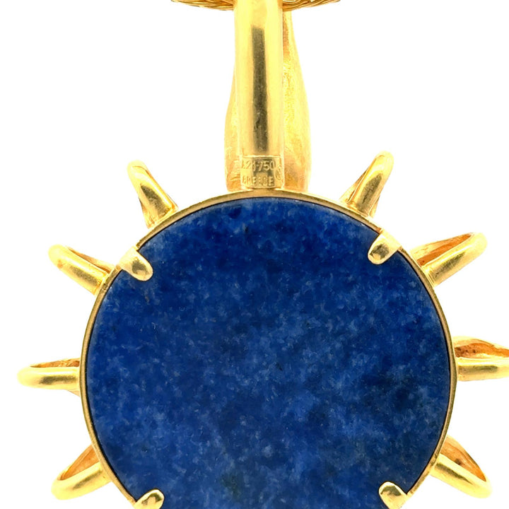 Lalaounis Sodalite Swan 22 Karat Yellow Gold Disc Pendant Necklace Modern