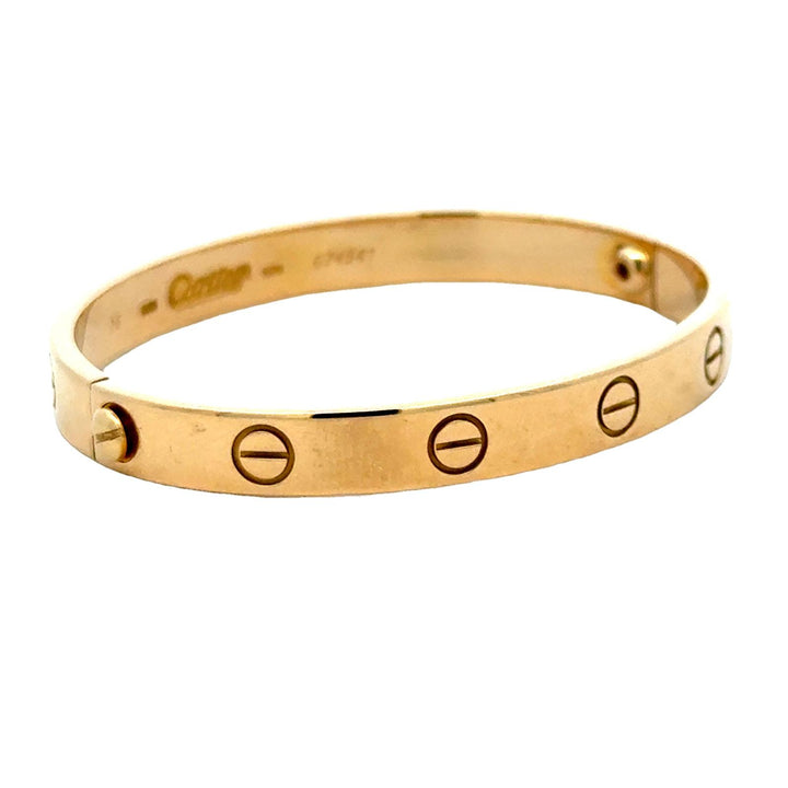 Cartier LOVE 18 Karat Yellow Gold Bangle Bracelet SIZE 16