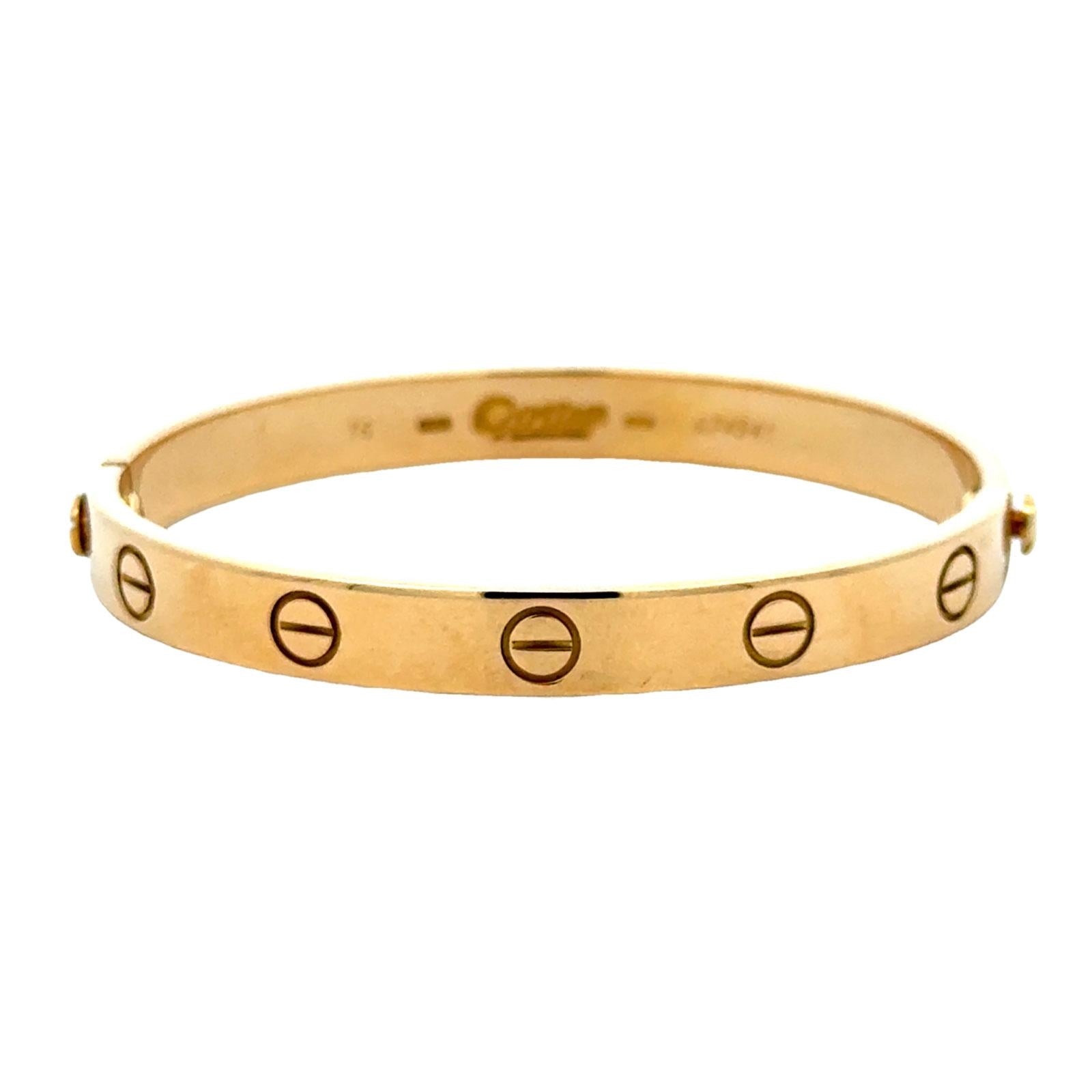 Cartier LOVE 18 Karat Yellow Gold Bangle Bracelet SIZE 16