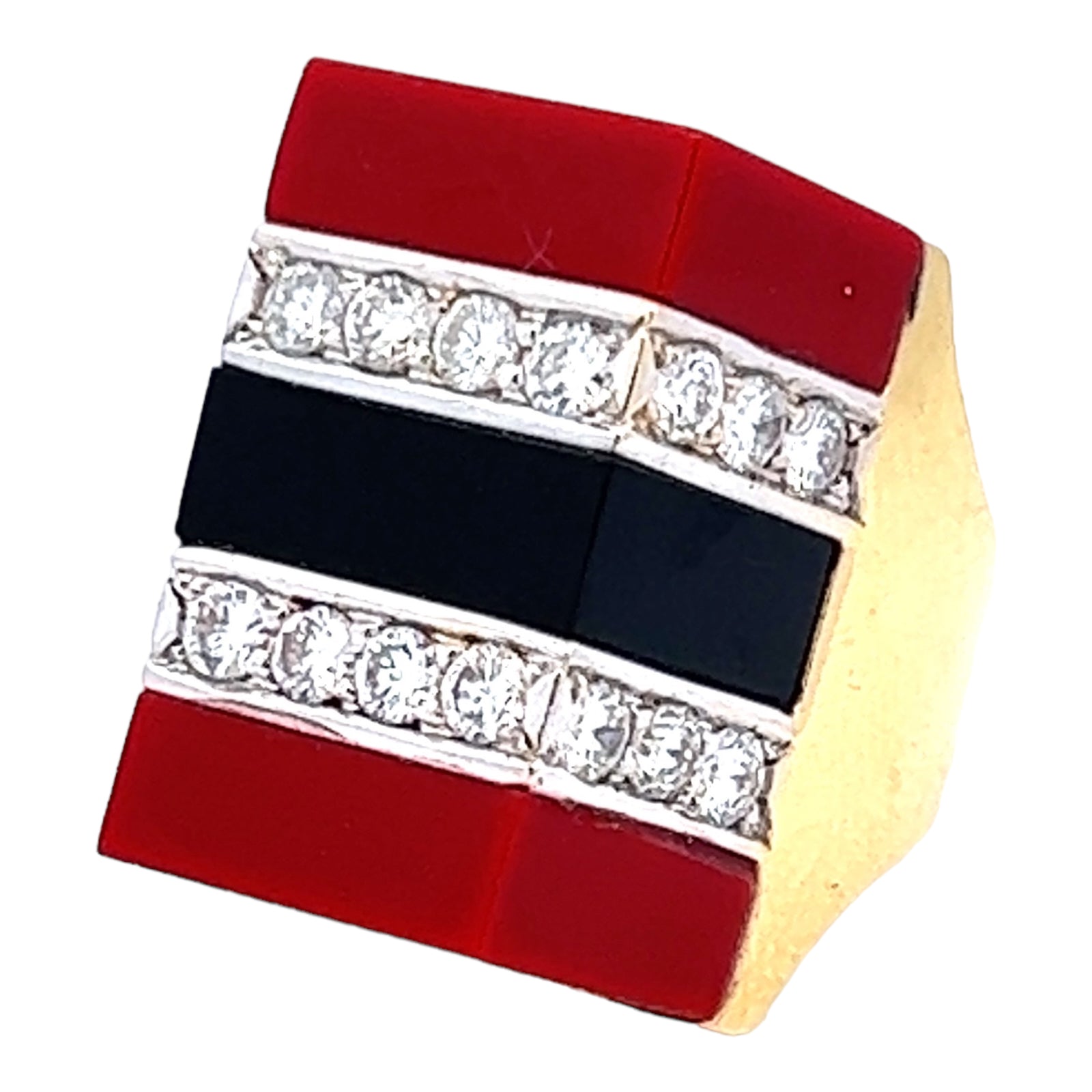 Diamond Coral Onyx 18KYG Contemporary Cocktail Ring – Bardys