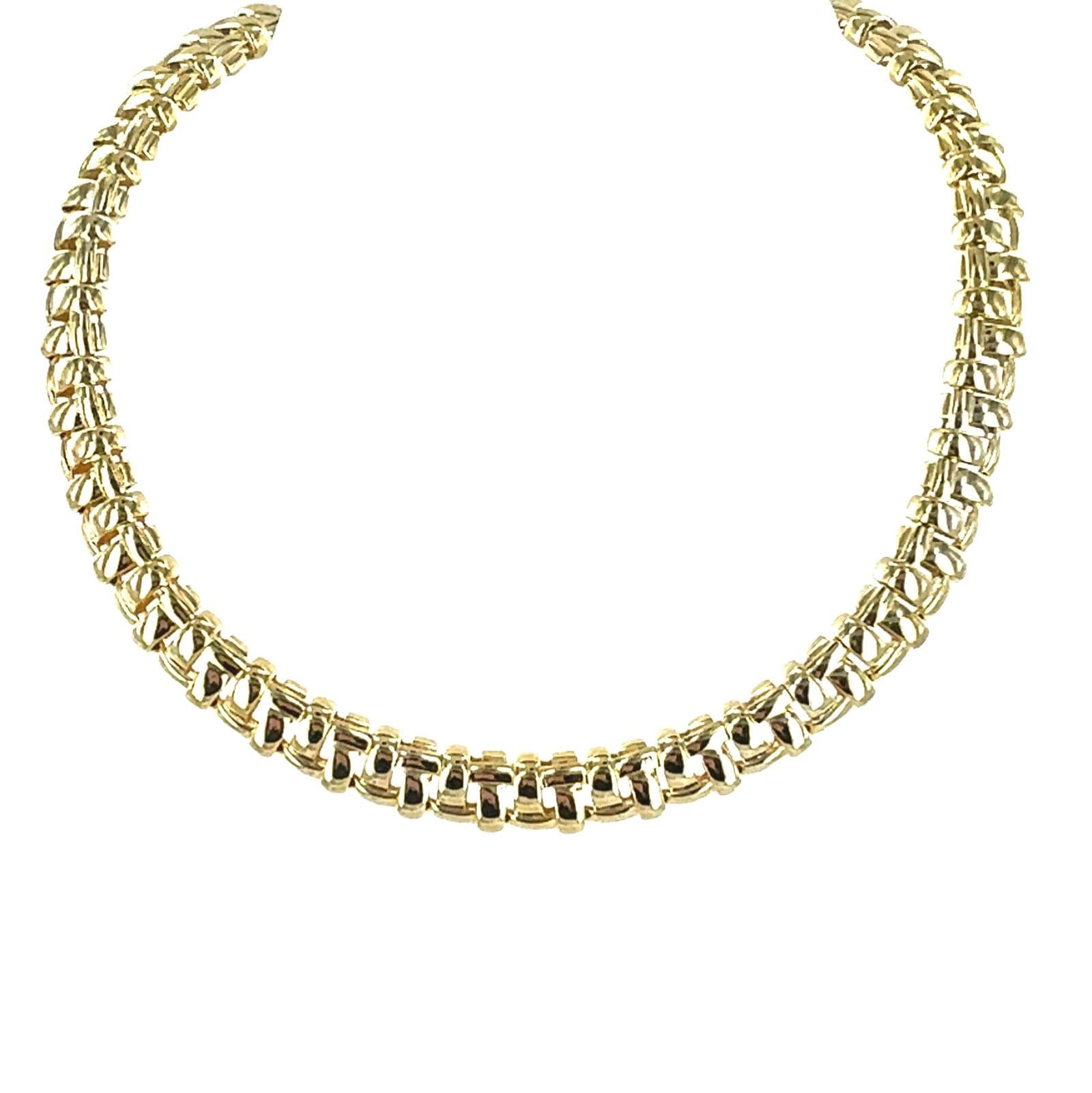 Tiffany & Company 18K Yello Gold Vannerie Basket Weave Collar Necklace circa2002