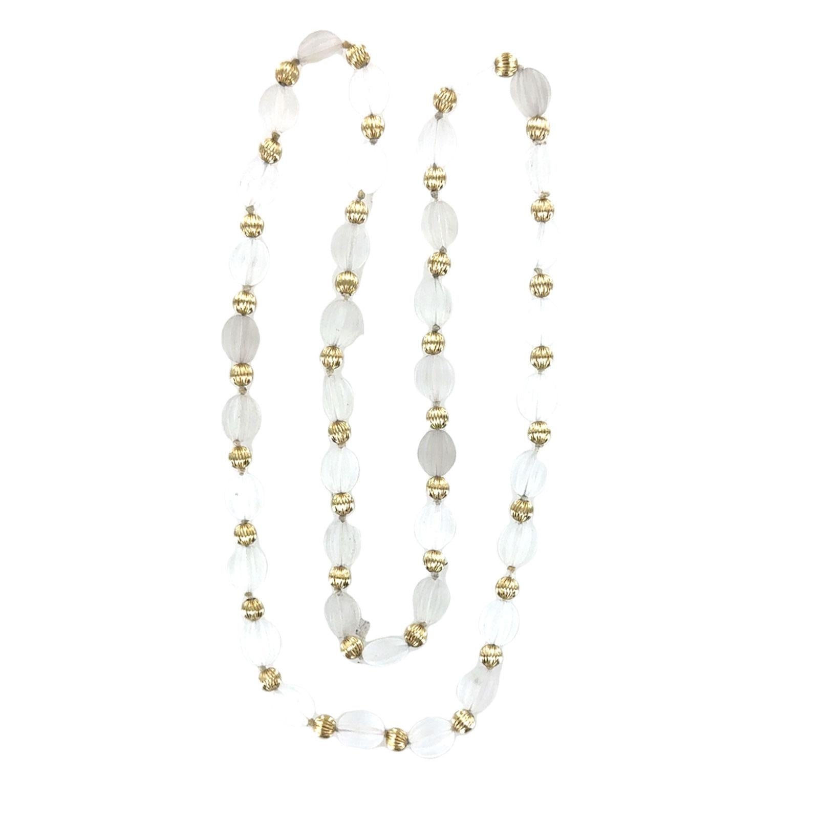 Carved Crystal & Gold Bead Necklace