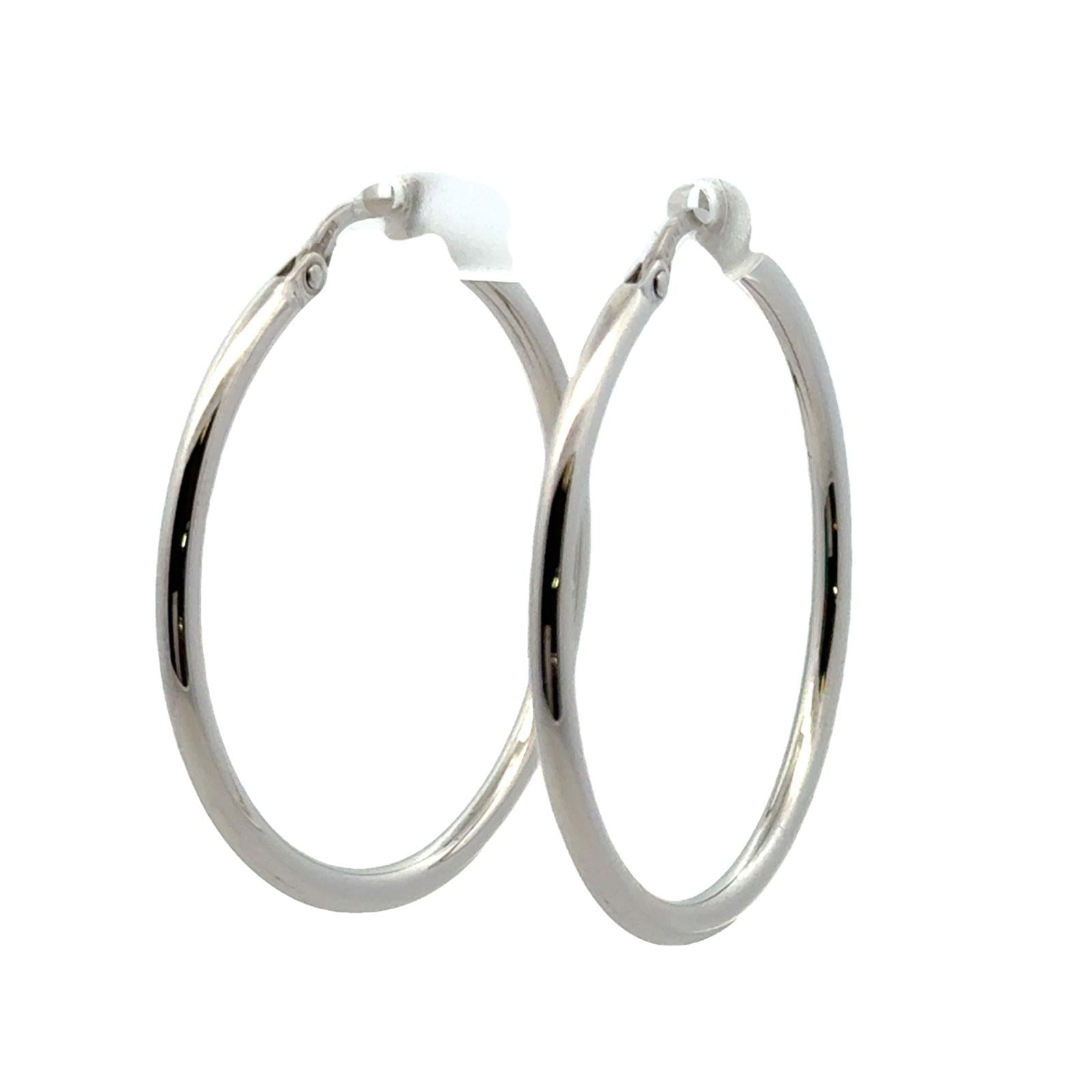 Roberto Coin Modern 18 karat White Gold Medium Hoop Earrings