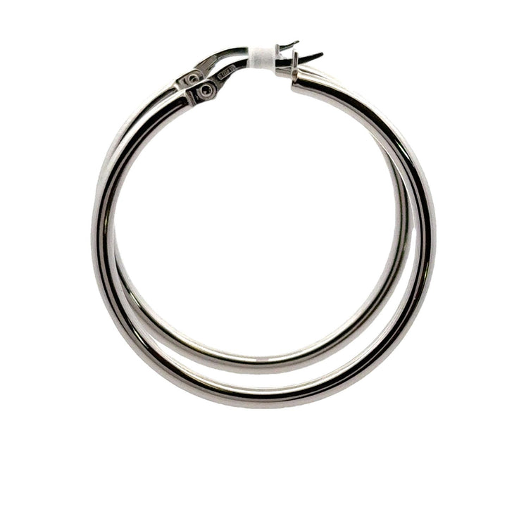 Roberto Coin Modern 18 karat White Gold Medium Hoop Earrings