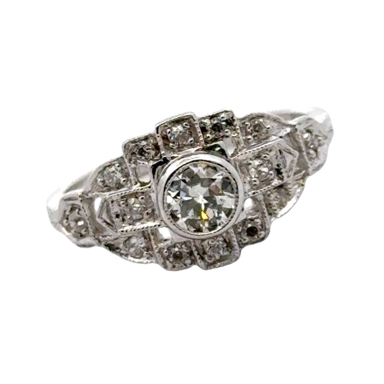 Early 20th Century Old European Cut Diamond Platinum Cocktail Ring