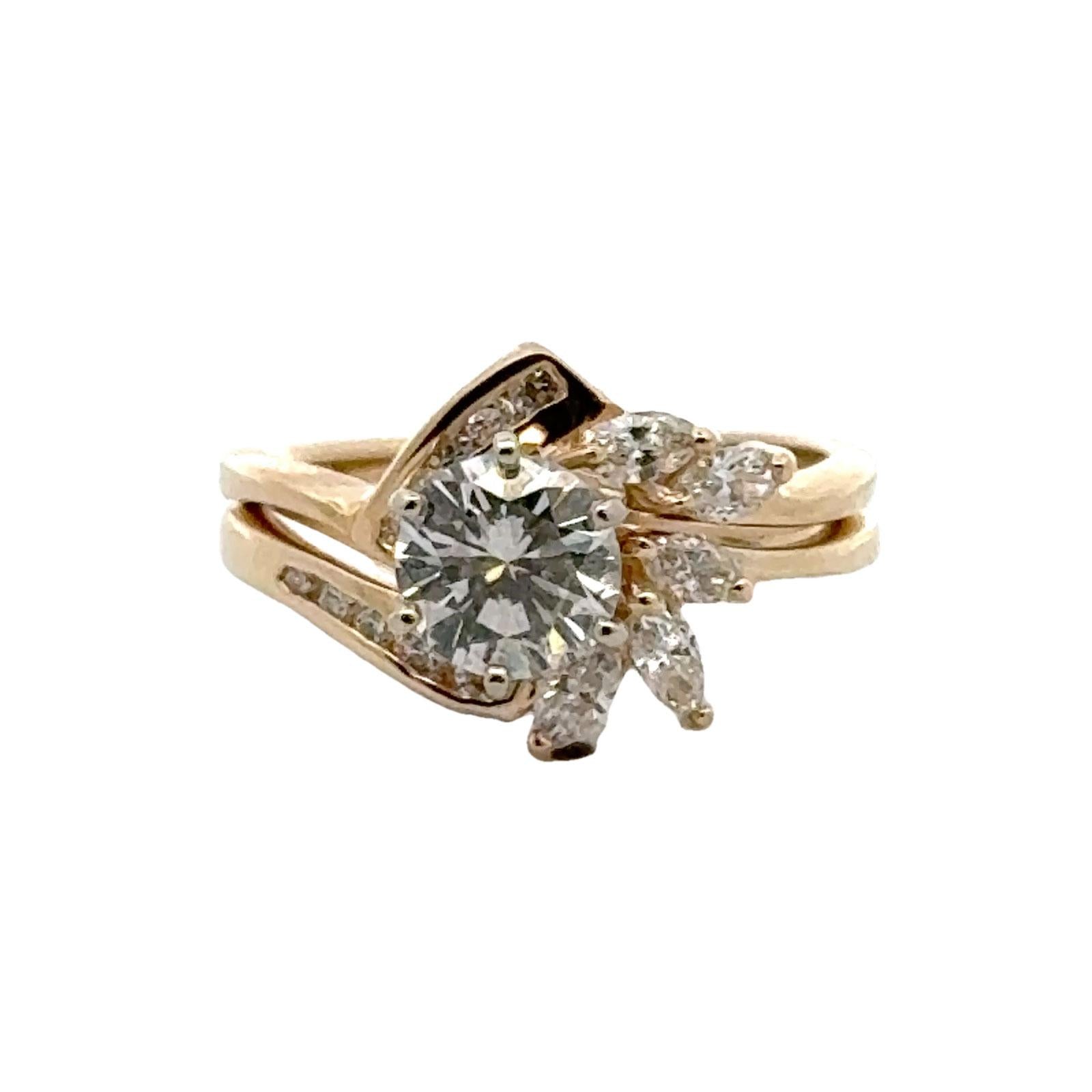 Late 20th Century Diamond 14 Karat Yellow Gold Engagement Ring