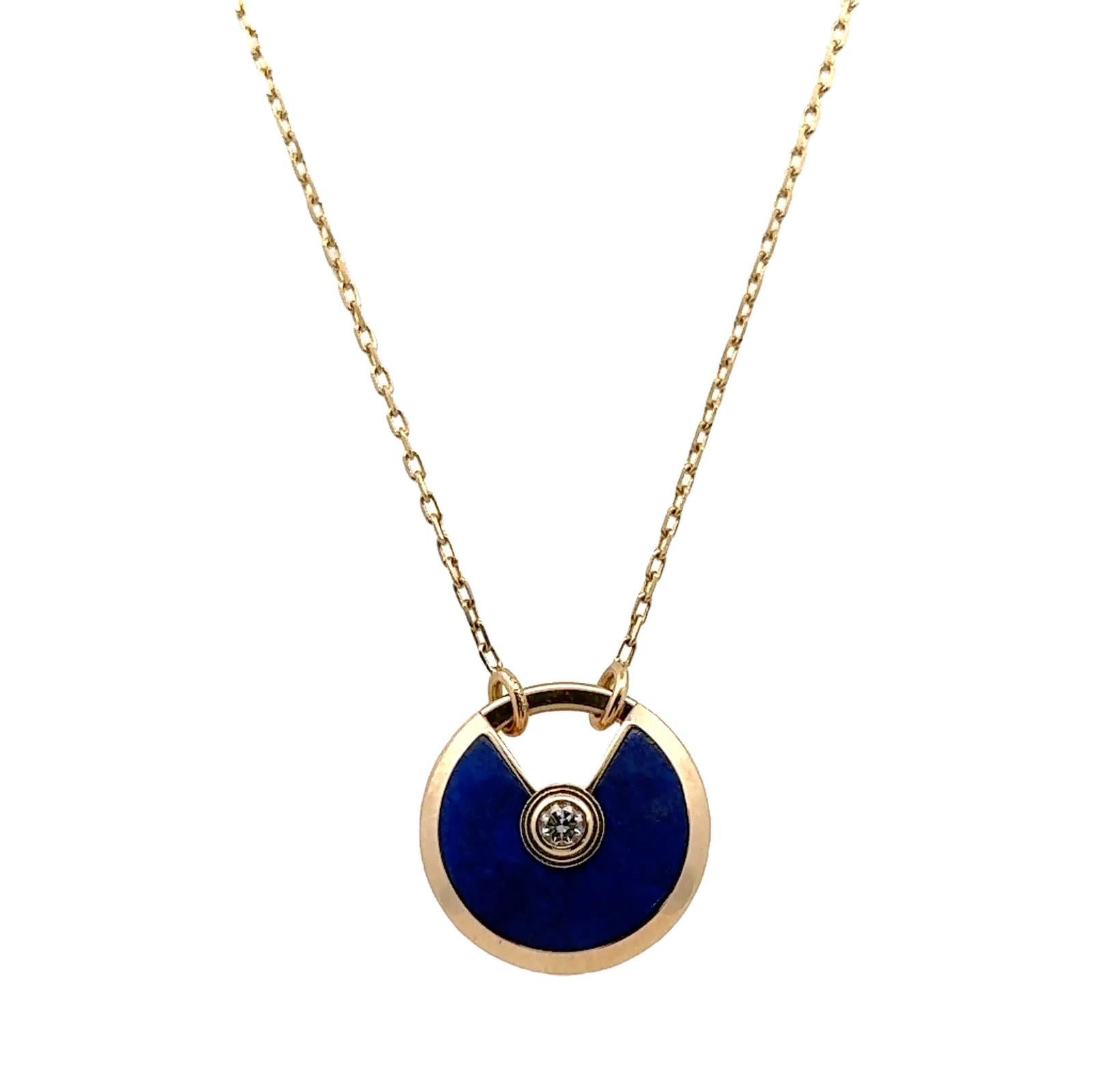 Cartier Amulette De Cartier Lapis Lazuli 18KYG Pendant Necklace with Papers