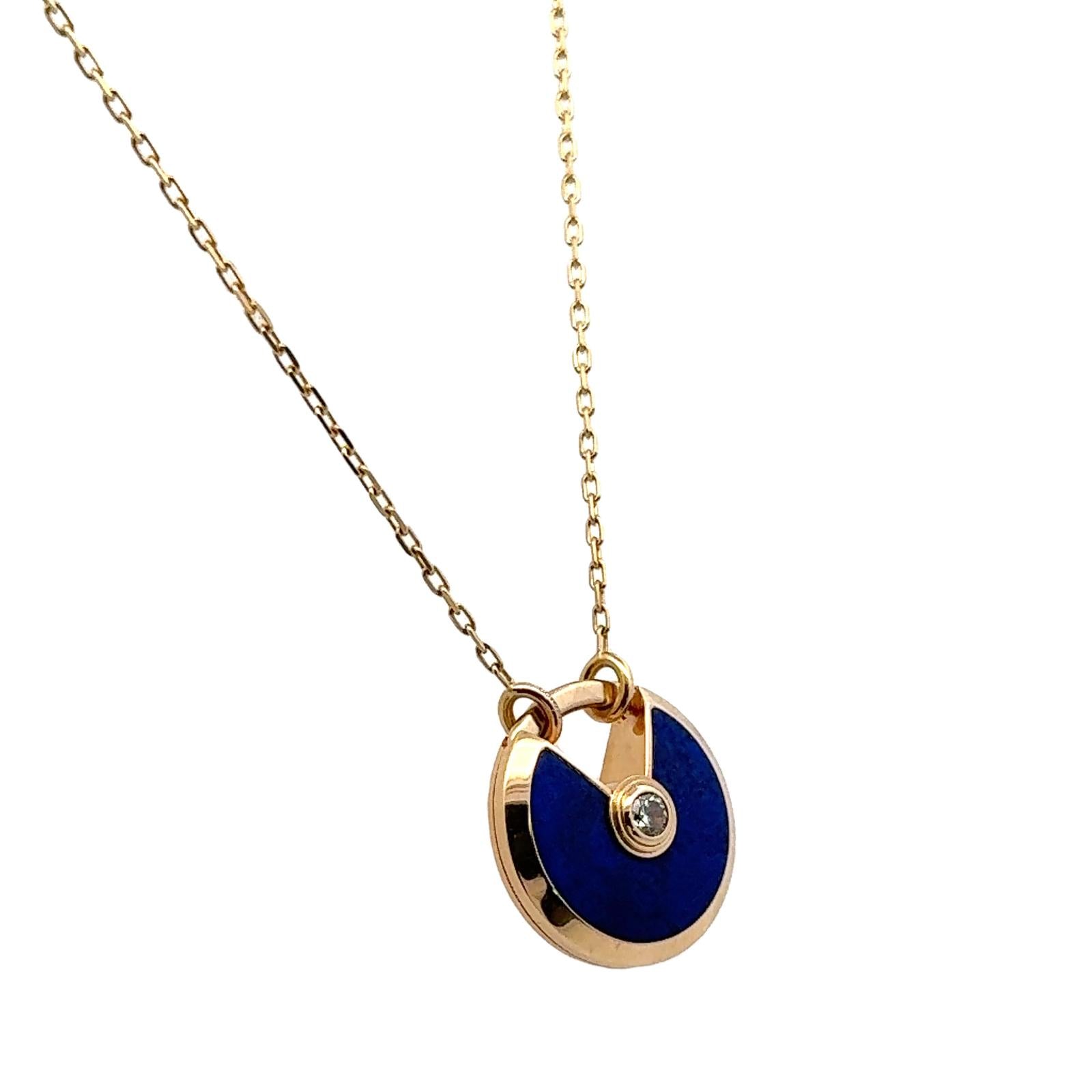 Cartier Amulette De Cartier Lapis Lazuli 18KYG Pendant Necklace with Papers