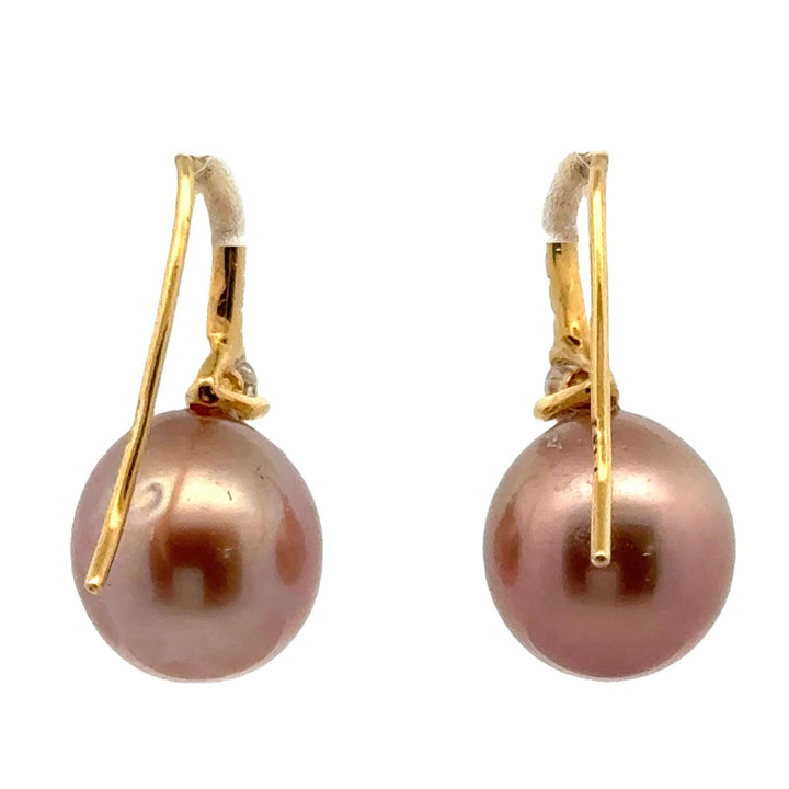 Yvel Tahitian Pearl Diamond 18 Karat Yellow Gold Drop Earrings