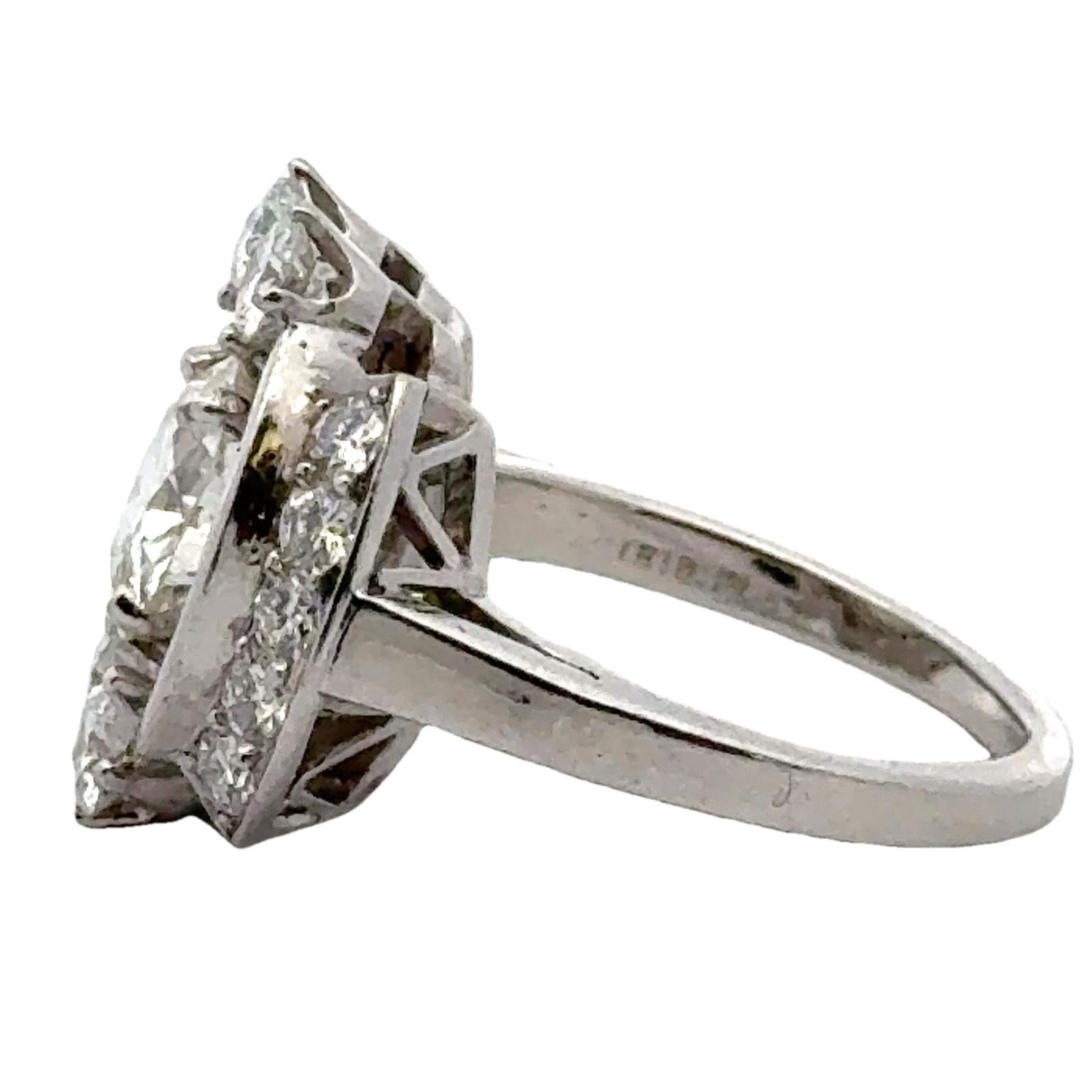 1950's Old European Cut Diamond Platinum Cocktail Ring