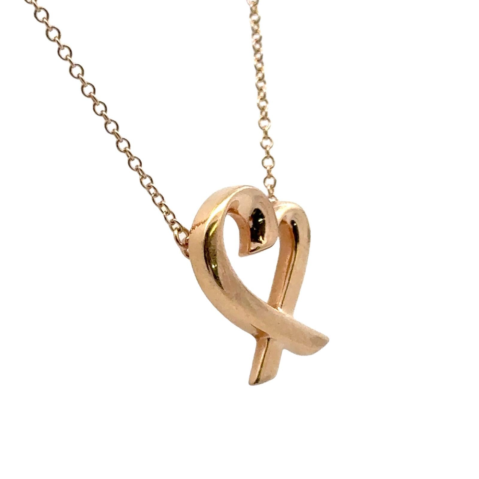 Tiffany & Company Paloma Piccaso 18 Karat Rose Gold Heart Pendant Necklace