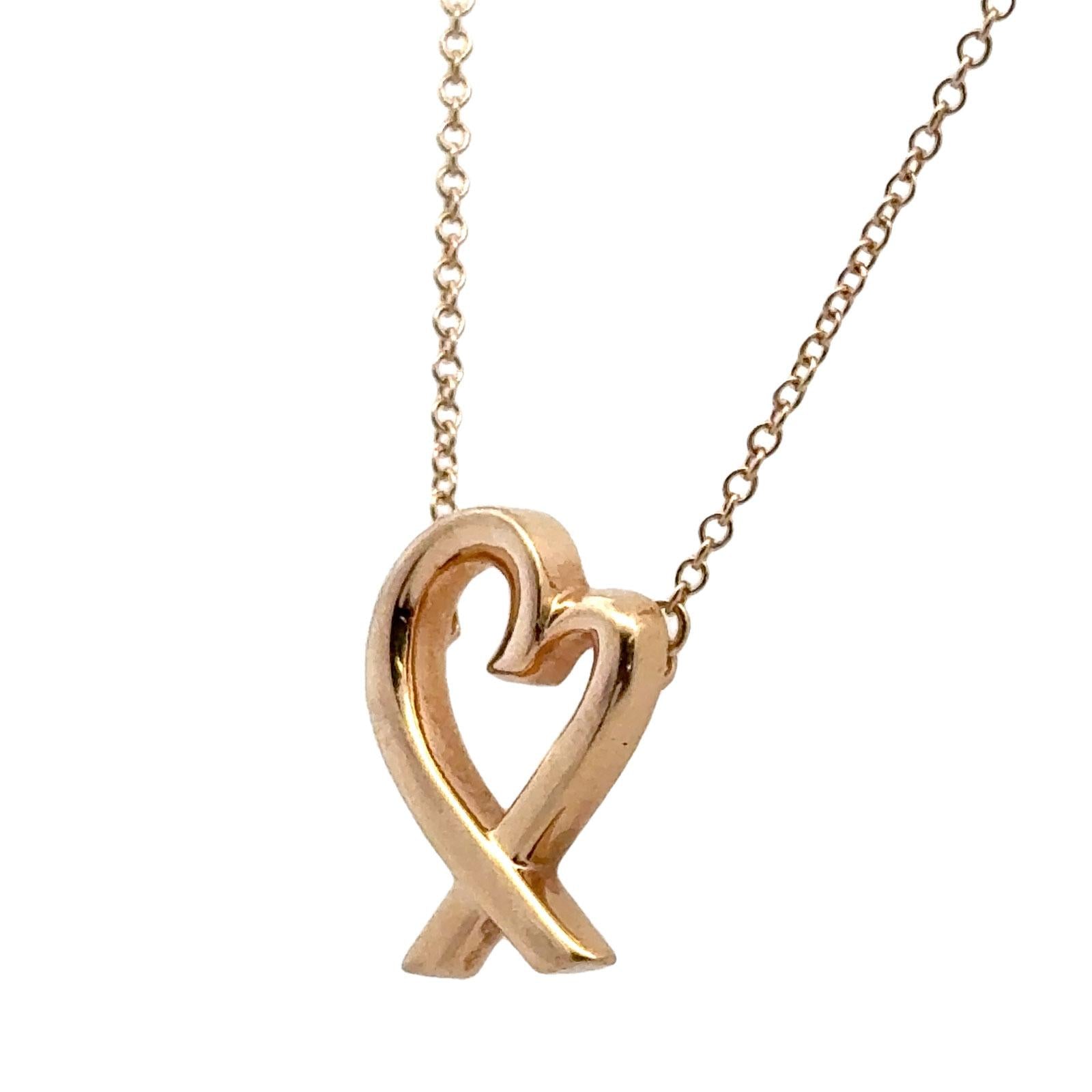 Tiffany & Company Paloma Piccaso 18 Karat Rose Gold Heart Pendant Necklace