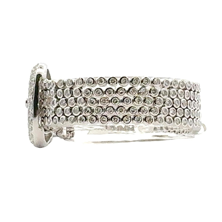 10-CTW Round Brilliant Diamond 18K White Gold Buckle Link Adjustable Bracelet