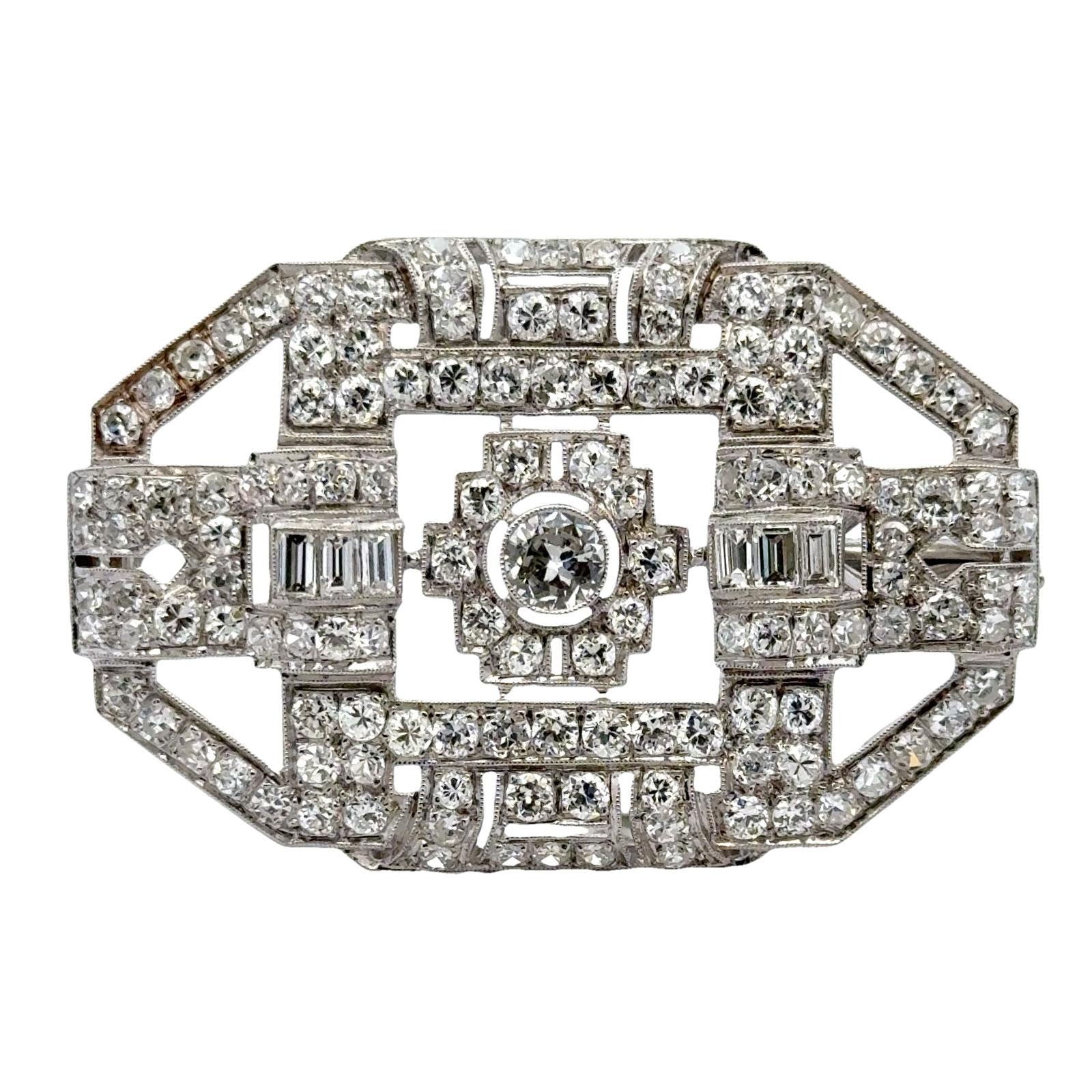 Art Deco Diamond Platinum Vintage Brooch Pin