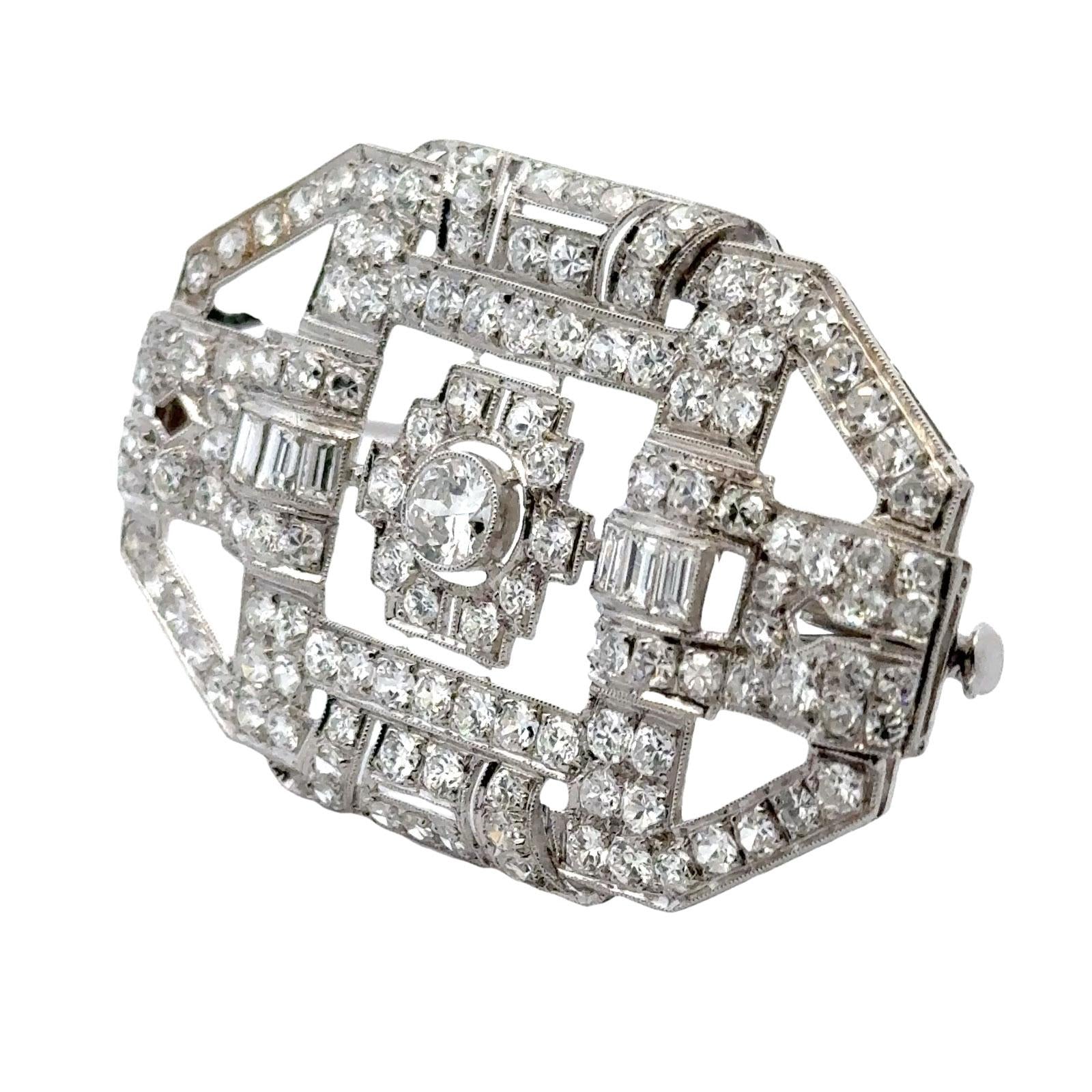 Art Deco Diamond Platinum Vintage Brooch Pin