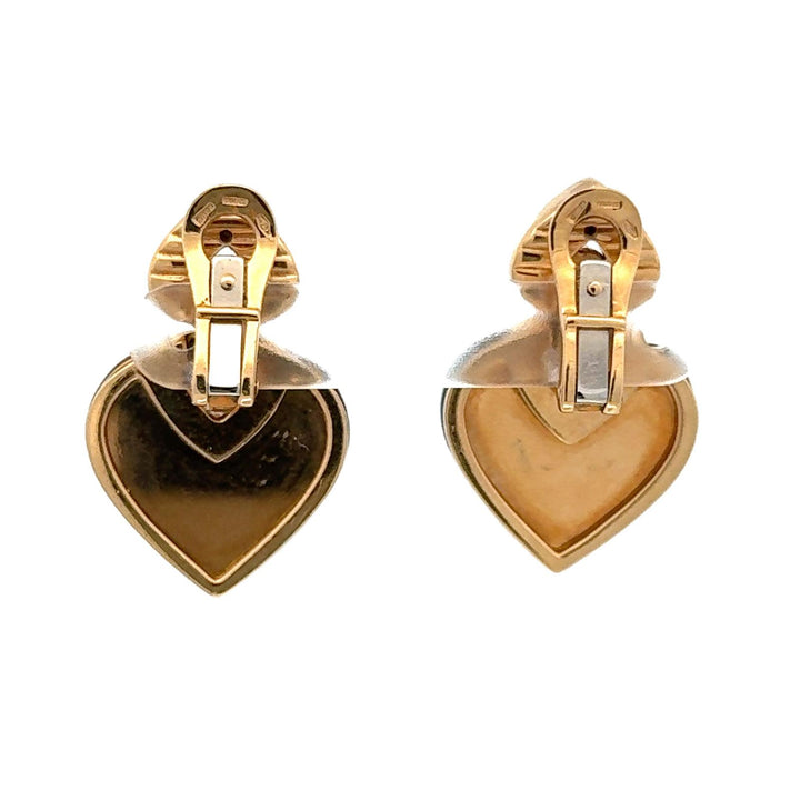 Bvlgari Doppio Cuore 18 Karat Yellow Gold London Blue Topaz Heart Earrings