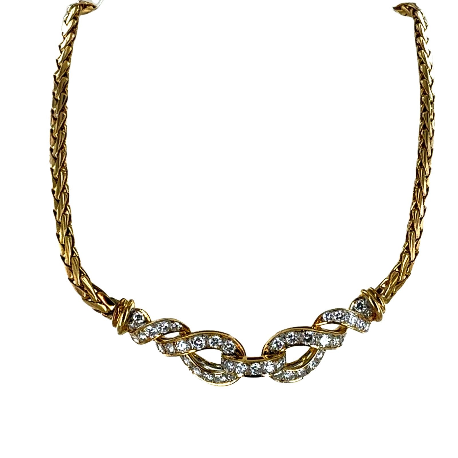 Late-20th Century Italian Diamond 18 Karat Yellow Gold Collar Necklace