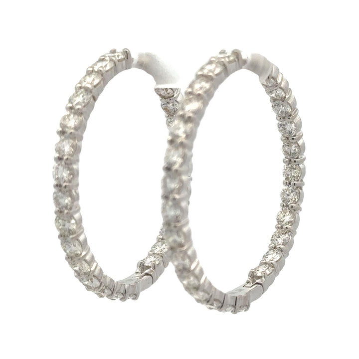 Roberto Coin Large Inside Outside Diamond 18K White Gold Hoop Earrings